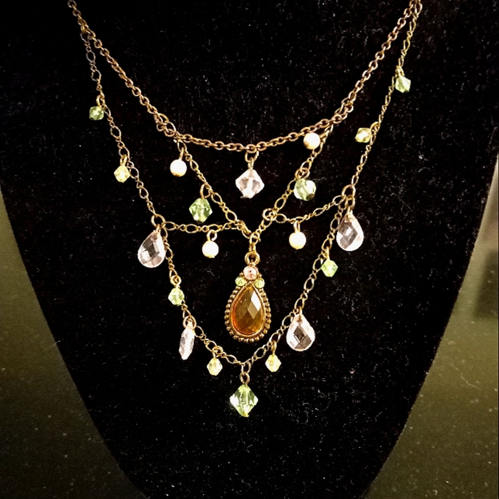 1928 brand layered chain and beaded Necklace